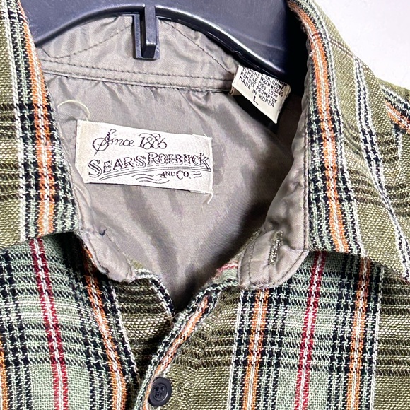 Vintage Sears Roebuck And Co Wool Blend Flannel Button Shirt Size Large Tall - Picture 9 of 13